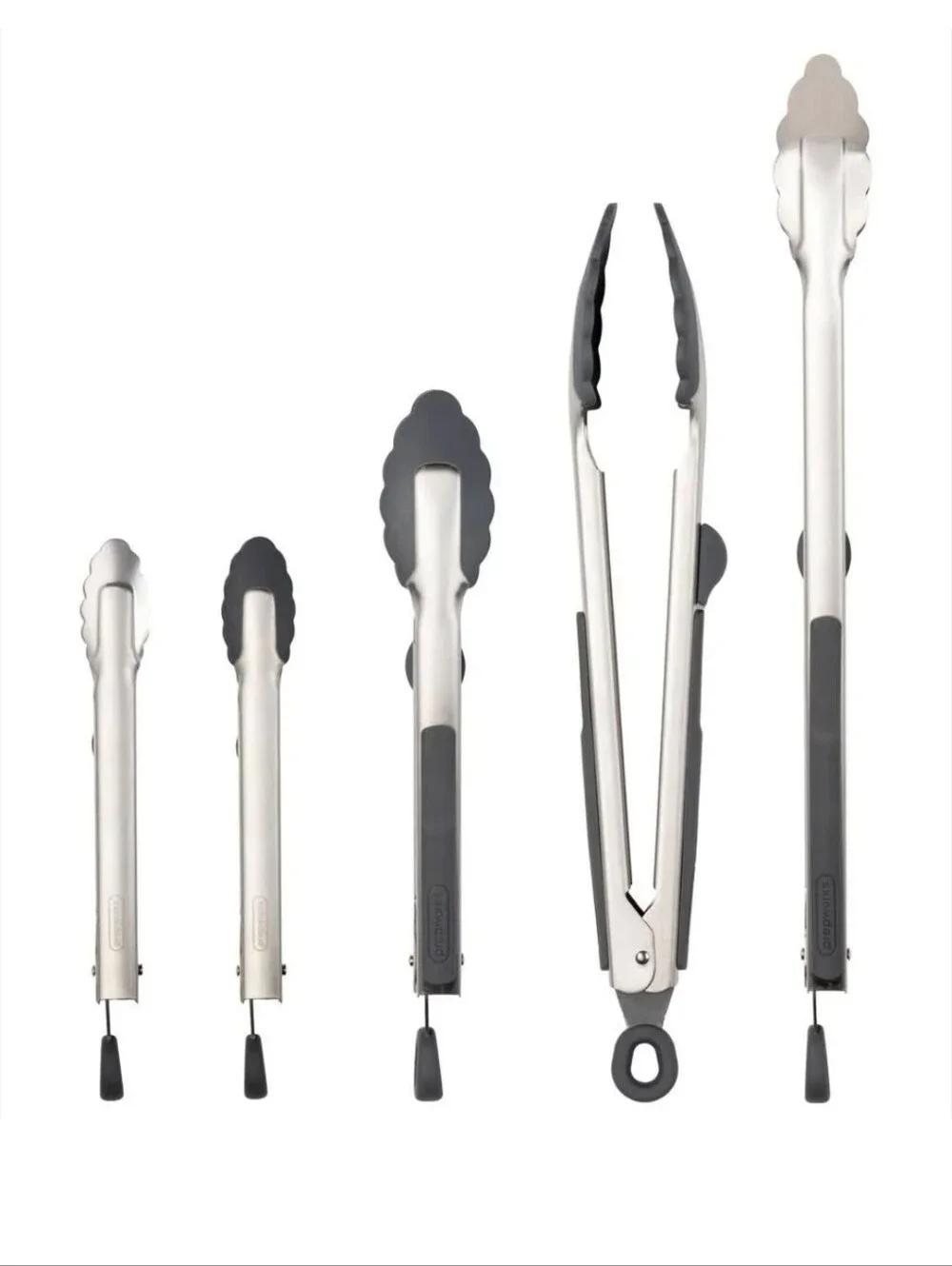Prepworks Stainless Steel Heads-Up Cooking Tongs Set - Silver